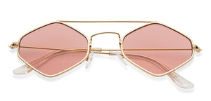 Gold Geometric Full Rim Women Sunglasses by OJOS-205626