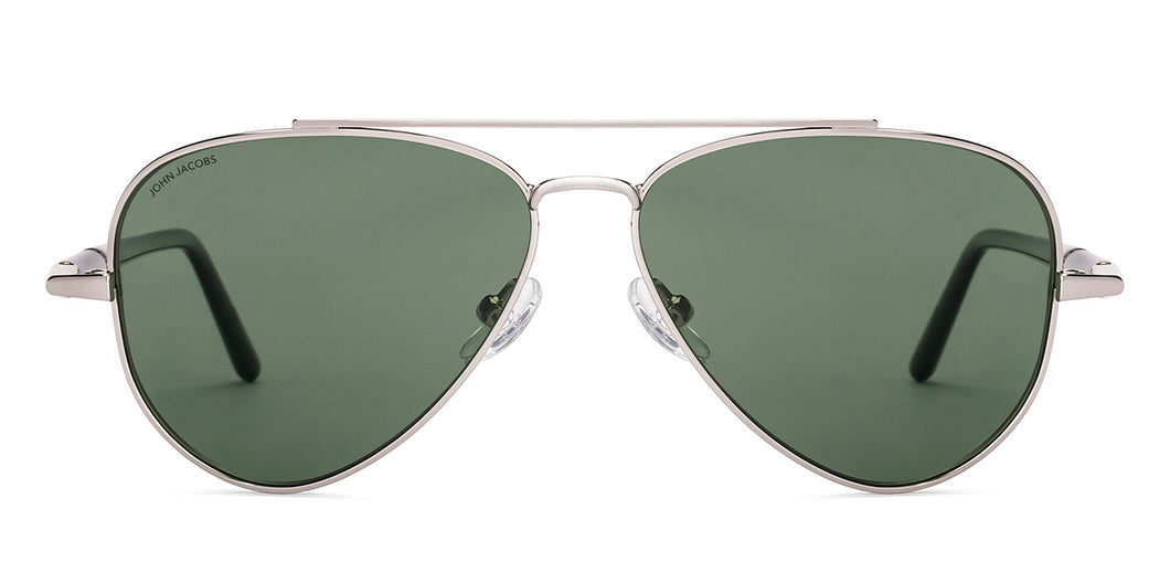 Silver Aviator Full Rim Unisex Sunglasses by John Jacobs-228609