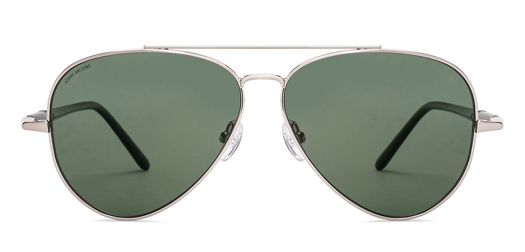 Silver Aviator Full Rim Unisex Sunglasses by John Jacobs-228618
