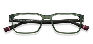 Green Rectangle Full Rim Unisex Eyeglasses by John Jacobs-216742