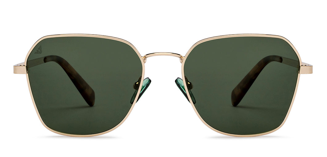 Gold Geometric Full Rim Unisex Sunglasses by Vincent Chase Polarized-206760