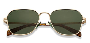 Gold Geometric Full Rim Unisex Sunglasses by Vincent Chase Polarized-206760