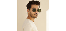 Load image into Gallery viewer, Gold Rectangle/ Square Full Rim Unisex Sunglasses by Vincent Chase Polarized-229556