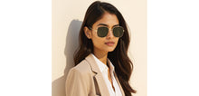 Load image into Gallery viewer, Gold Rectangle/ Square Full Rim Unisex Sunglasses by Vincent Chase Polarized-229556