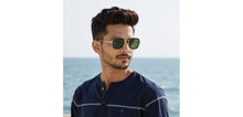 Load image into Gallery viewer, Gold Rectangle/ Square Full Rim Unisex Sunglasses by Vincent Chase Polarized-229556