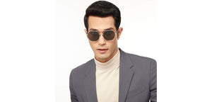 Gold Round Full Rim Unisex Sunglasses by Vincent Chase Online-206764
