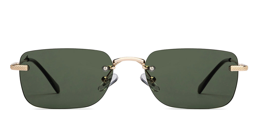 Gold Rectangle/ Square Rimless Unisex Sunglasses by Vincent Chase-213232