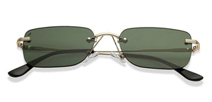Gold Rectangle/ Square Rimless Unisex Sunglasses by Vincent Chase-213232