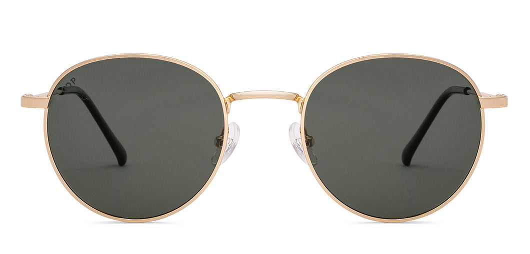 Gold Round Full Rim Unisex Sunglasses by Vincent Chase Polarized-235191