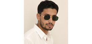 Gold Hexagonal Full Rim Unisex Sunglasses by Lenskart-232022