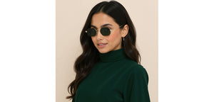 Gold Hexagonal Full Rim Unisex Sunglasses by Lenskart-232022