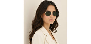 Gold Hexagonal Full Rim Unisex Sunglasses by Lenskart-232022