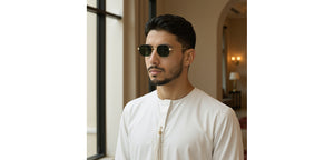 Gold Hexagonal Full Rim Unisex Sunglasses by Lenskart-232022