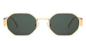 Gold Hexagonal Full Rim Unisex Sunglasses by Lenskart-232003