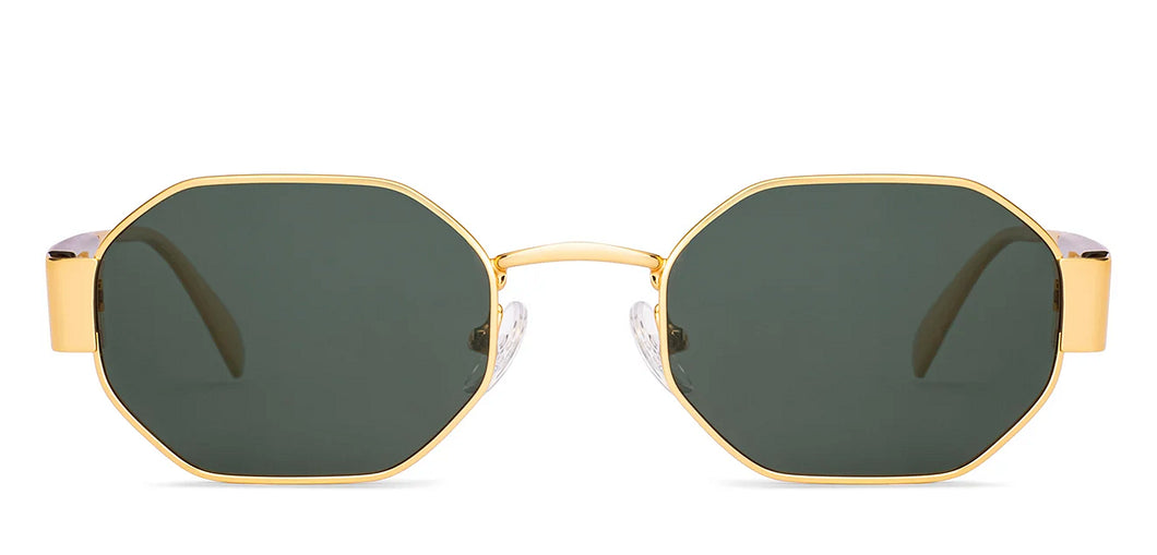 Gold Hexagonal Full Rim Unisex Sunglasses by Lenskart-232003