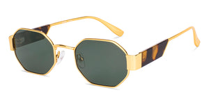 Gold Hexagonal Full Rim Unisex Sunglasses by Lenskart-232003