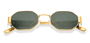 Gold Hexagonal Full Rim Unisex Sunglasses by Lenskart-232003