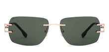 Load image into Gallery viewer, Gold Rectangle Rimless Unisex Sunglasses by Lenskart-228477