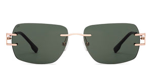 Gold Rectangle Rimless Unisex Sunglasses by Lenskart-228477