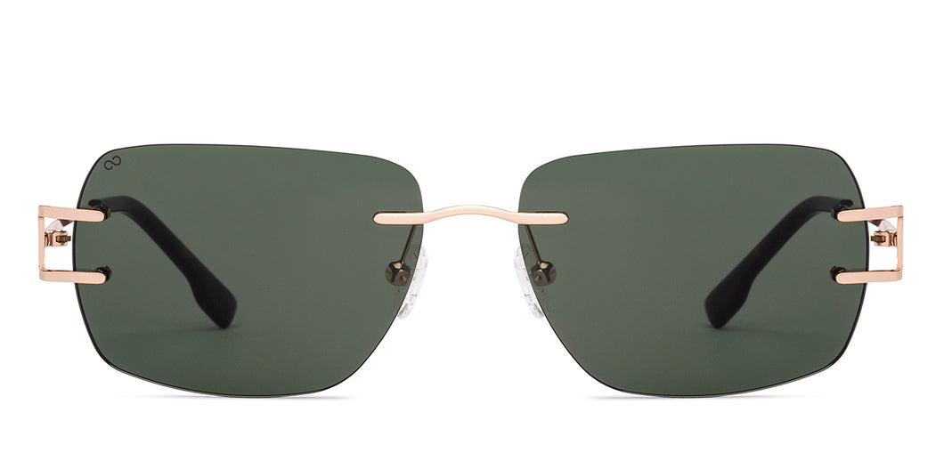 Gold Rectangle Rimless Unisex Sunglasses by Lenskart-228477
