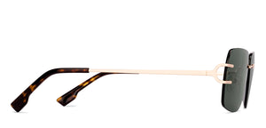 Gold Rectangle Rimless Unisex Sunglasses by Lenskart-228477