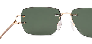 Gold Rectangle Rimless Unisex Sunglasses by Lenskart-228477
