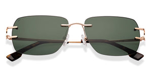 Gold Rectangle Rimless Unisex Sunglasses by Lenskart-228477
