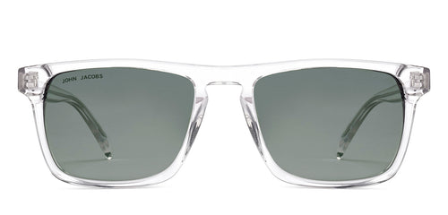 White Transparent Rectangle Full Rim Unisex Sunglasses by John Jacobs-215580
