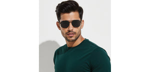 Black Geometric Full Rim Unisex Sunglasses by Vincent Chase Polarized-229021
