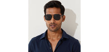 Load image into Gallery viewer, Black Geometric Full Rim Unisex Sunglasses by Vincent Chase Polarized-229021