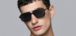 Black Rectangle/ Square Full Rim Unisex Sunglasses by Lenskart STUDIO-221954