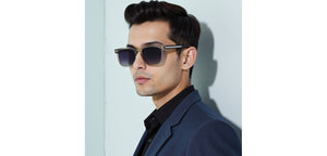 Grey Rectangle Full Rim Unisex Sunglasses by John Jacobs-233379