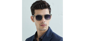 Grey Rectangle Full Rim Unisex Sunglasses by John Jacobs-233379