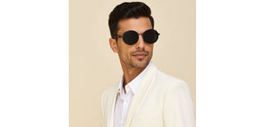 Black Round Full Rim Unisex Sunglasses by Vincent Chase Polarized-229171