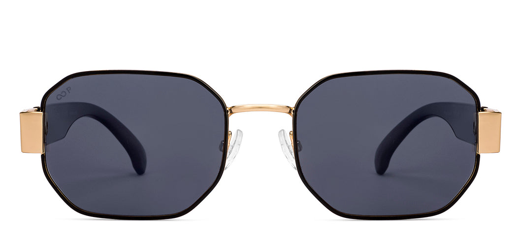 Gold Geometric Full Rim Unisex Sunglasses by Vincent Chase Polarized-224460