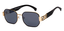 Load image into Gallery viewer, Gold Geometric Full Rim Unisex Sunglasses by Vincent Chase Polarized-224460