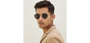 Gold Round Full Rim Unisex Sunglasses by John Jacobs-233515