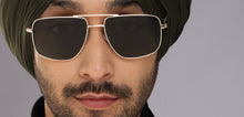 Load image into Gallery viewer, Gold Square Full Rim Men Sunglasses by John Jacobs-212539