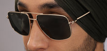Load image into Gallery viewer, Gold Square Full Rim Men Sunglasses by John Jacobs-212539