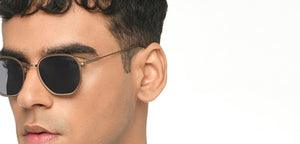 Gold Hexagonal Full Rim Unisex Sunglasses by John Jacobs-215333