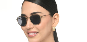 Gold Hexagonal Full Rim Unisex Sunglasses by John Jacobs-215333