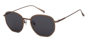 Gold Hexagonal Full Rim Unisex Sunglasses by John Jacobs-215333