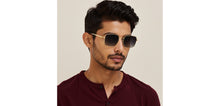 Load image into Gallery viewer, Gold Square Full Rim Unisex Sunglasses by John Jacobs-222525