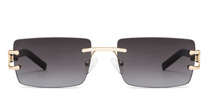 Gold Rectangle/ Square Rimless Unisex Sunglasses by Vincent Chase-229191