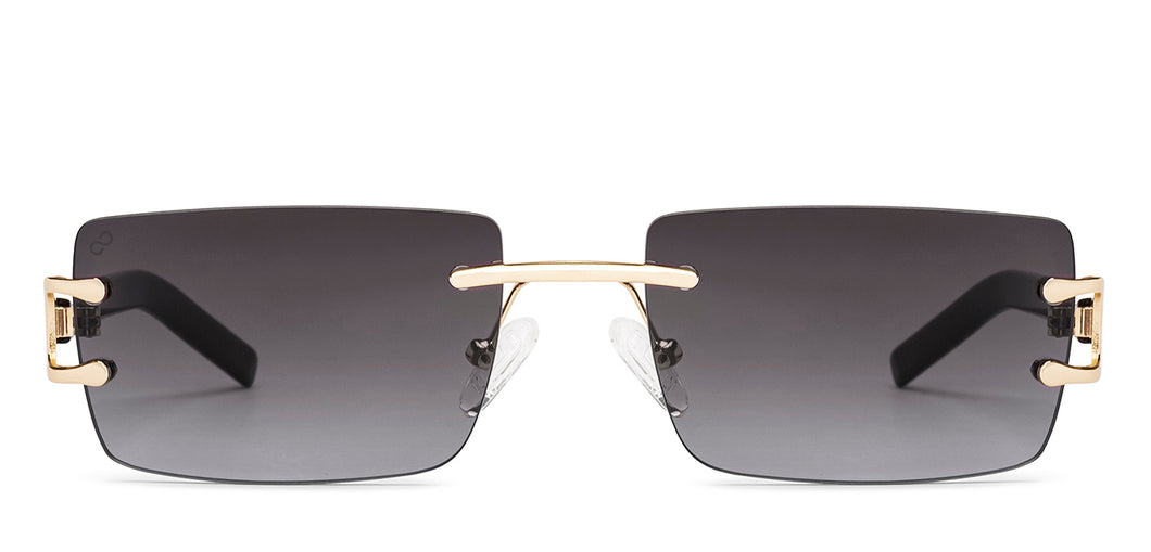 Gold Rectangle/ Square Rimless Unisex Sunglasses by Vincent Chase-229191