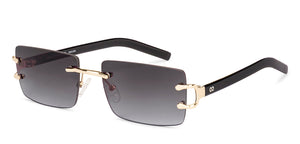 Gold Rectangle/ Square Rimless Unisex Sunglasses by Vincent Chase-229191
