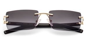 Gold Rectangle/ Square Rimless Unisex Sunglasses by Vincent Chase-229191