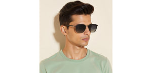 Black Geometric Full Rim Unisex Sunglasses by Vincent Chase Polarized-229015