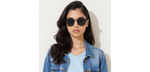 Load image into Gallery viewer, Black Geometric Full Rim Unisex Sunglasses by Vincent Chase Polarized-229015