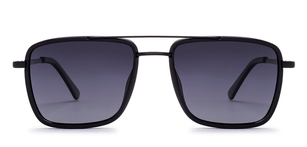 Black Rectangle Full Rim Unisex Sunglasses by Vincent Chase Polarized-221022